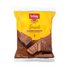   Schar Snack, mit Schokolade überzogene, mit Haselnuss gefüllte Waffel, 105 g.