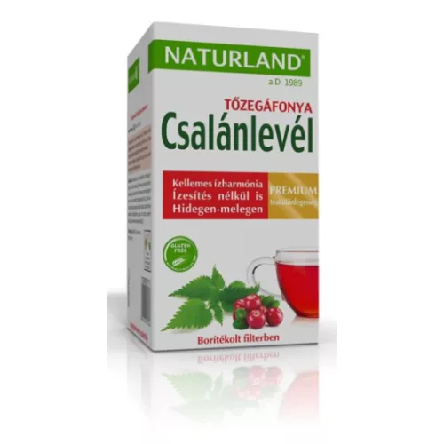 Naturland Prémium Csalánlevél-Tőzegáfonya teakeverék 20x1,2 g