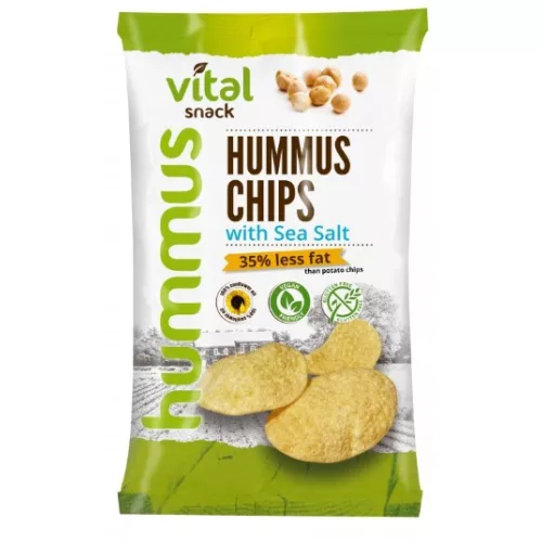 VitalSnack Humusz chips tengeri sóval, 65 g