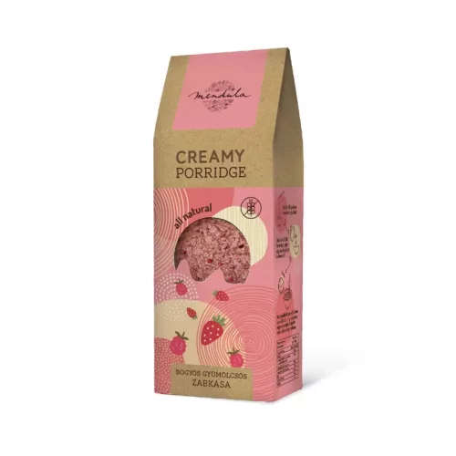 Mendula Creamy Porridge, Gyümölcsös zabkása eperrel és málnával, 400 g